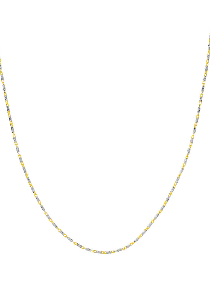 1.5mm Two-Tone Brilliant-Cut Chain Cable Chain - 14K Yellow & White Gold 16 Inches - by Dazyle
