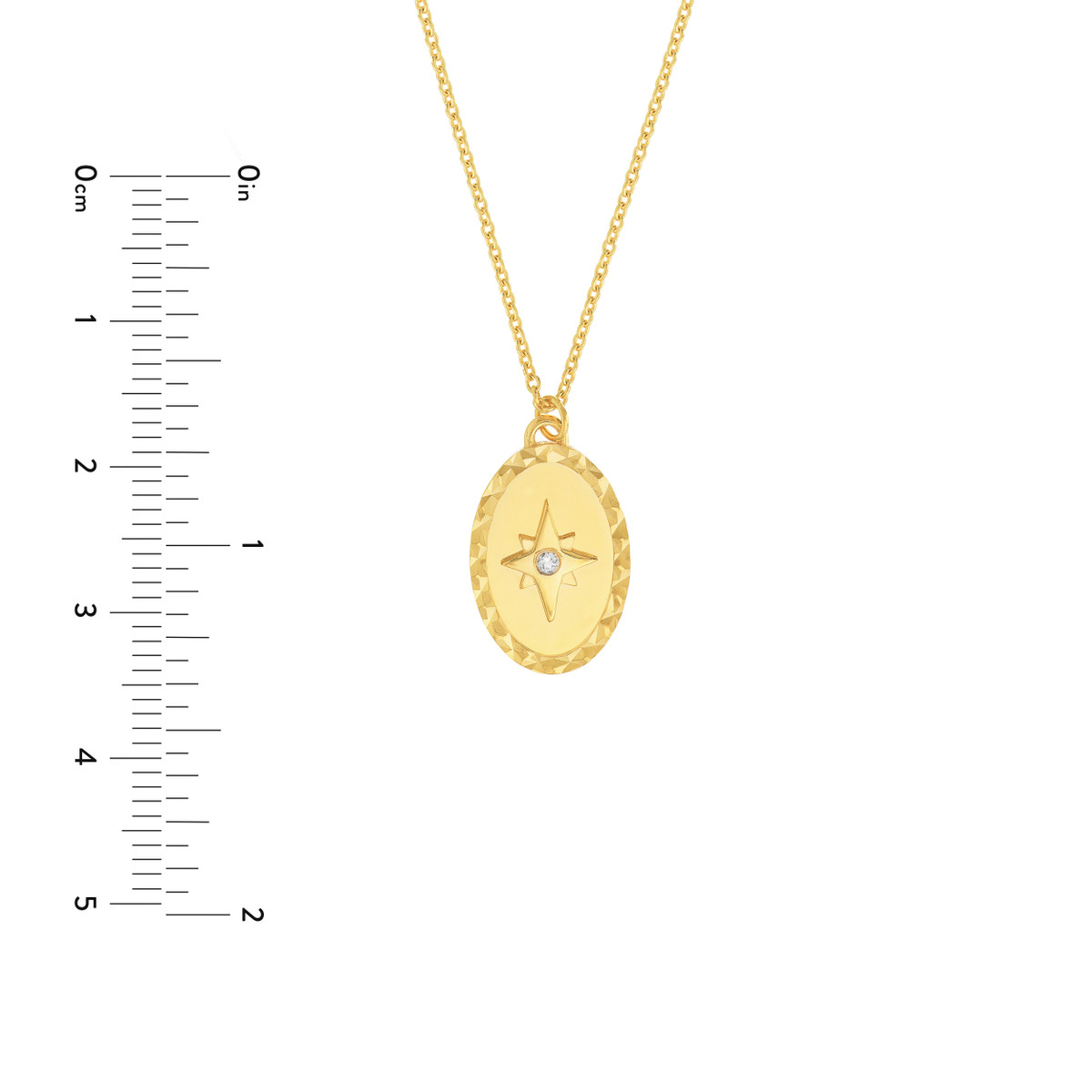 North Star Medallion Diamond Necklace - 14K Yellow Gold - Adjustable 20 Inches - by Dazyle - Image 5