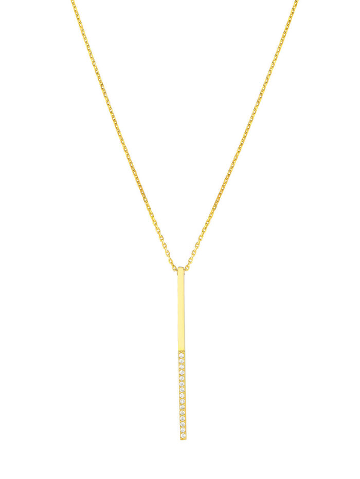 Sterling Silver Yellow Gold Plated Adjustable Cable Chain CZ Accent Necklace - Sterling Silver 18 Inches - by Dazyle