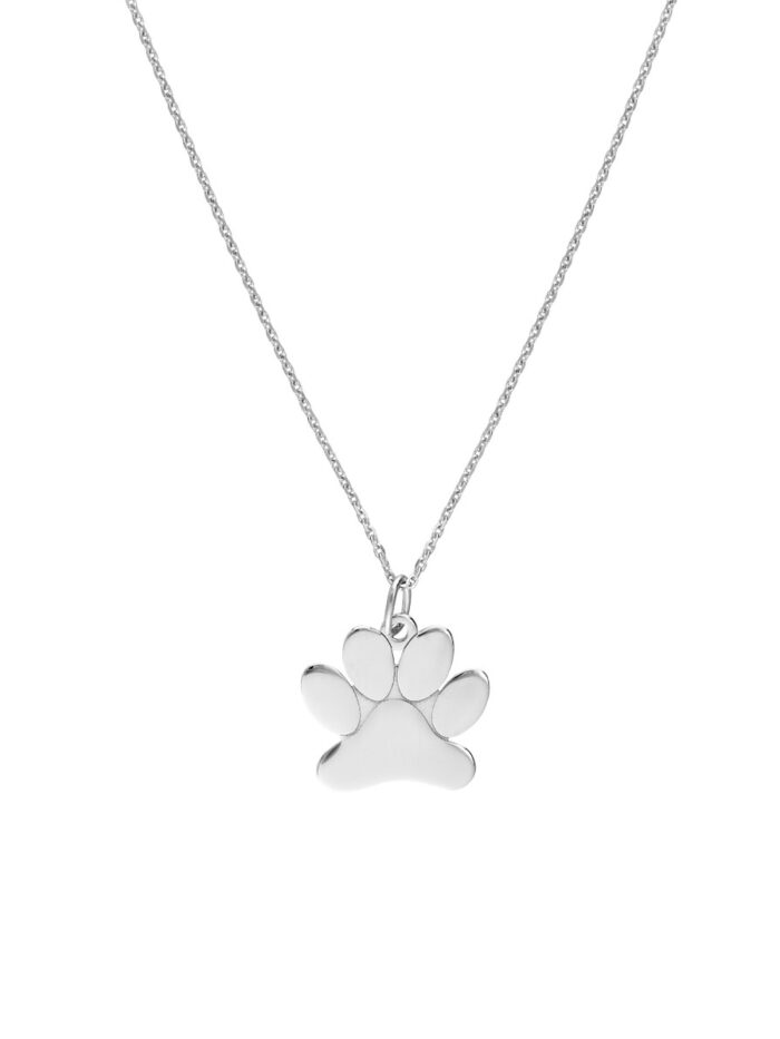 Plated Sterling Silver Engravable Paw Necklace - Adjustable - 16 to 18 inches - by Dazyle