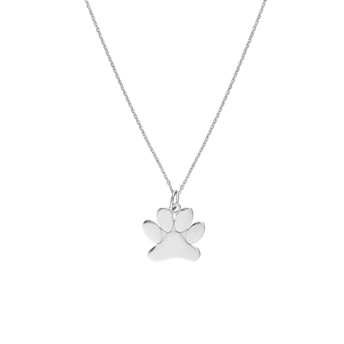 Plated Sterling Silver Engravable Paw Necklace - Adjustable - 16 to 18 inches - by Dazyle