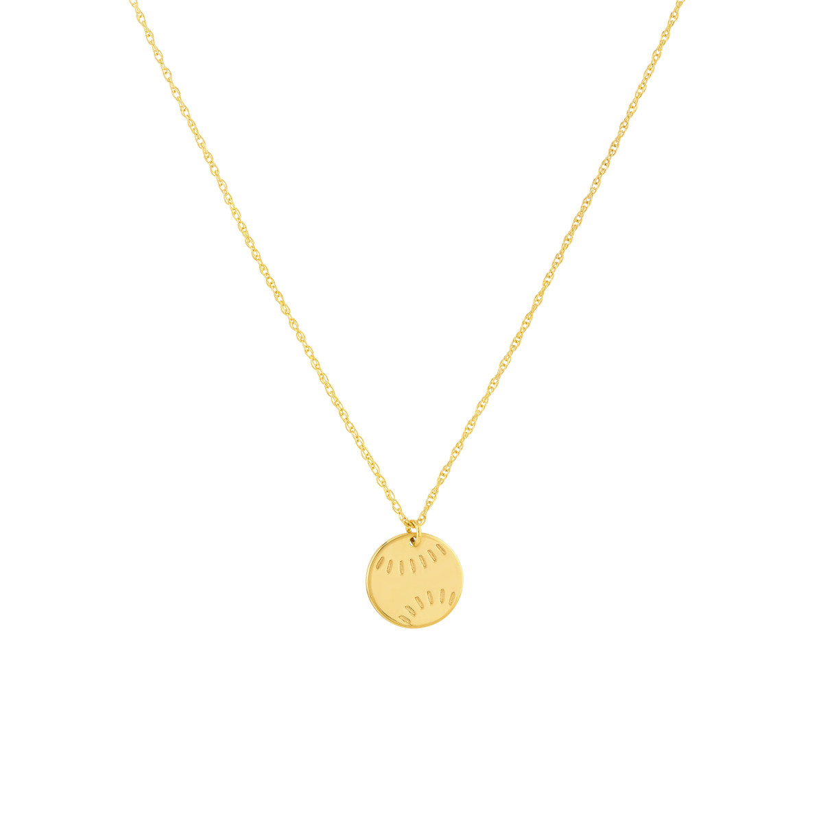 14K Yellow Gold Mini Baseball Pendant Necklace - Adjustable Cable Chain - by Dazyle