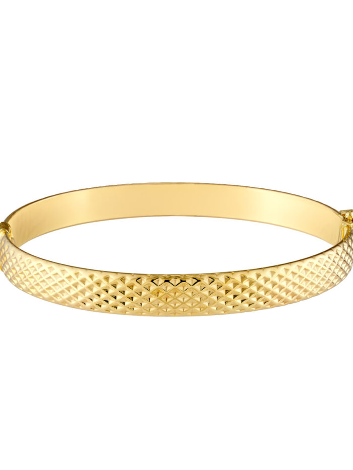 14K Yellow Gold 8mm Oval Bangle Hinge Closure - 65x55mm - by Dazyle