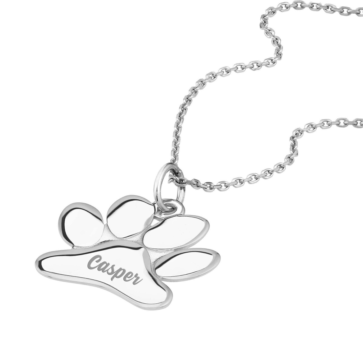 Plated Sterling Silver Engravable Paw Necklace - Adjustable - 16 to 18 inches - by Dazyle - Image 2
